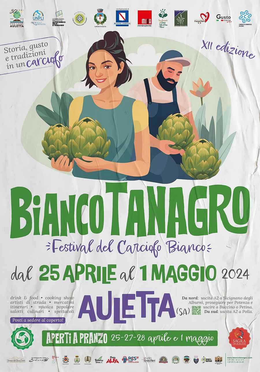 Auletta (SA)
"Bianco Tanagro: festival del carciofo bianco"
dal 28 Aprile al 1° Maggio 2023