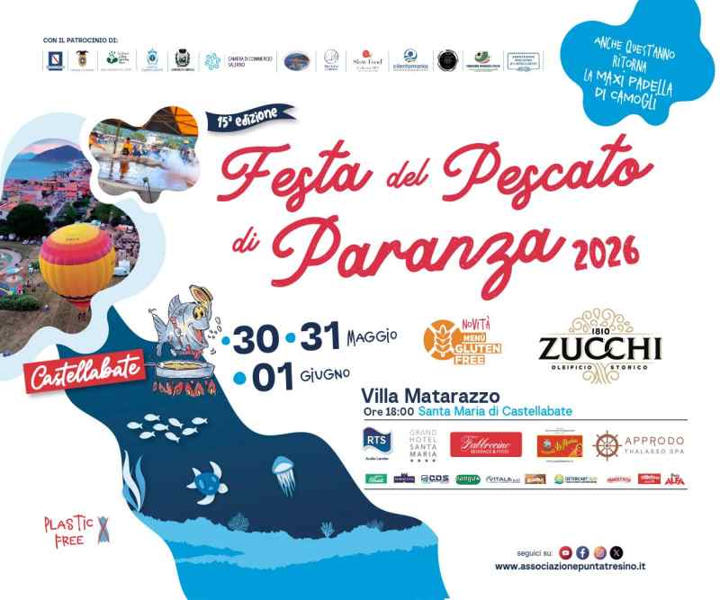 Santa Maria di Castellabate (SA)
"Festa del Pescato di Paranza"
30-31 Maggio 1° Giugno 2026