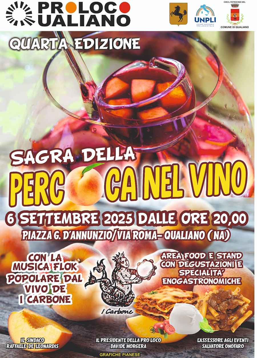 Qualiano (NA)
"Sagra della Percoca nel Vino"
6 Settembre 2025