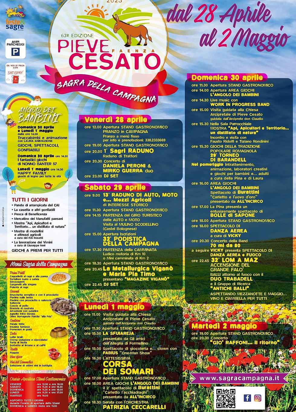 Pieve Cesato (RA)
"63^ Sagra della Campagna"
dal 28 Aprile 2 Maggio 2023 