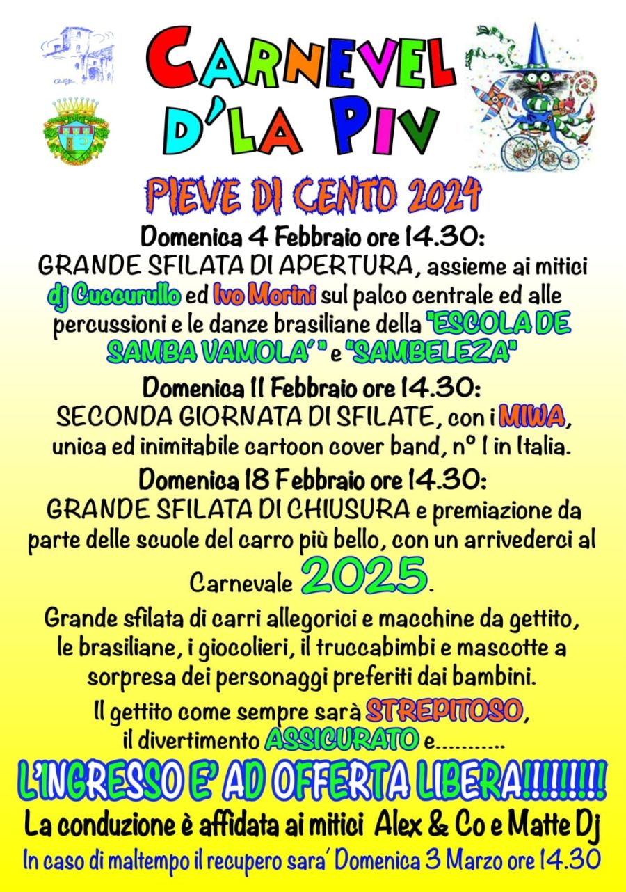 Pieve di Cento (BO)
"Carnevale 2023"
5-12-19 Febbraio 2023