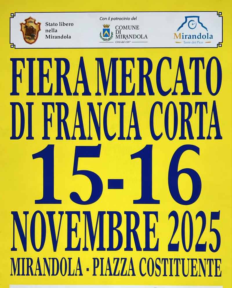 Mirandola (MO)
"Fiera Mercato di Franciacorta"
19-20 Novembre 2022