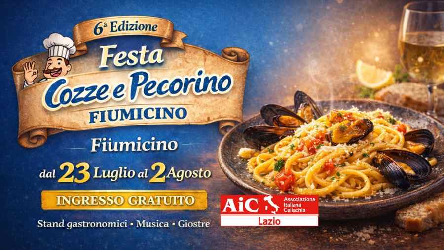 Fiumicino (RM)
"Festa Cozze e Pecorino"
dal 23 Luglio al 2 Agosto 2026
