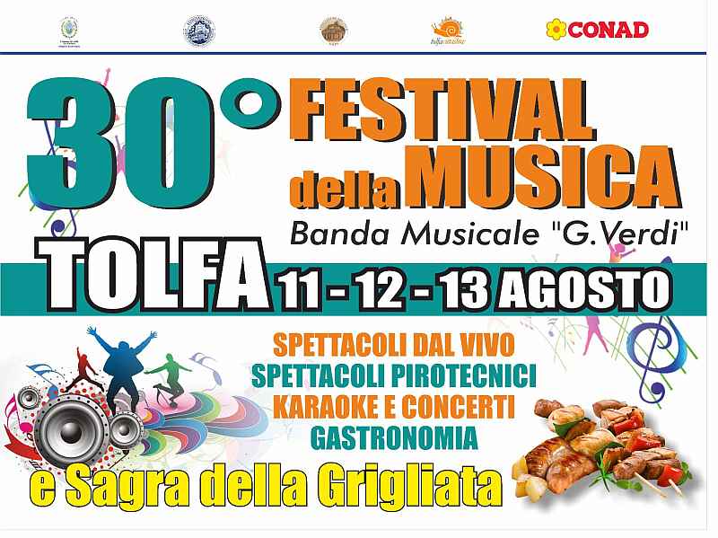 Tolfa (RM)
"30° Festival della Musica e Sagra della Grigliata"
11-12-13 Agosto 2023 