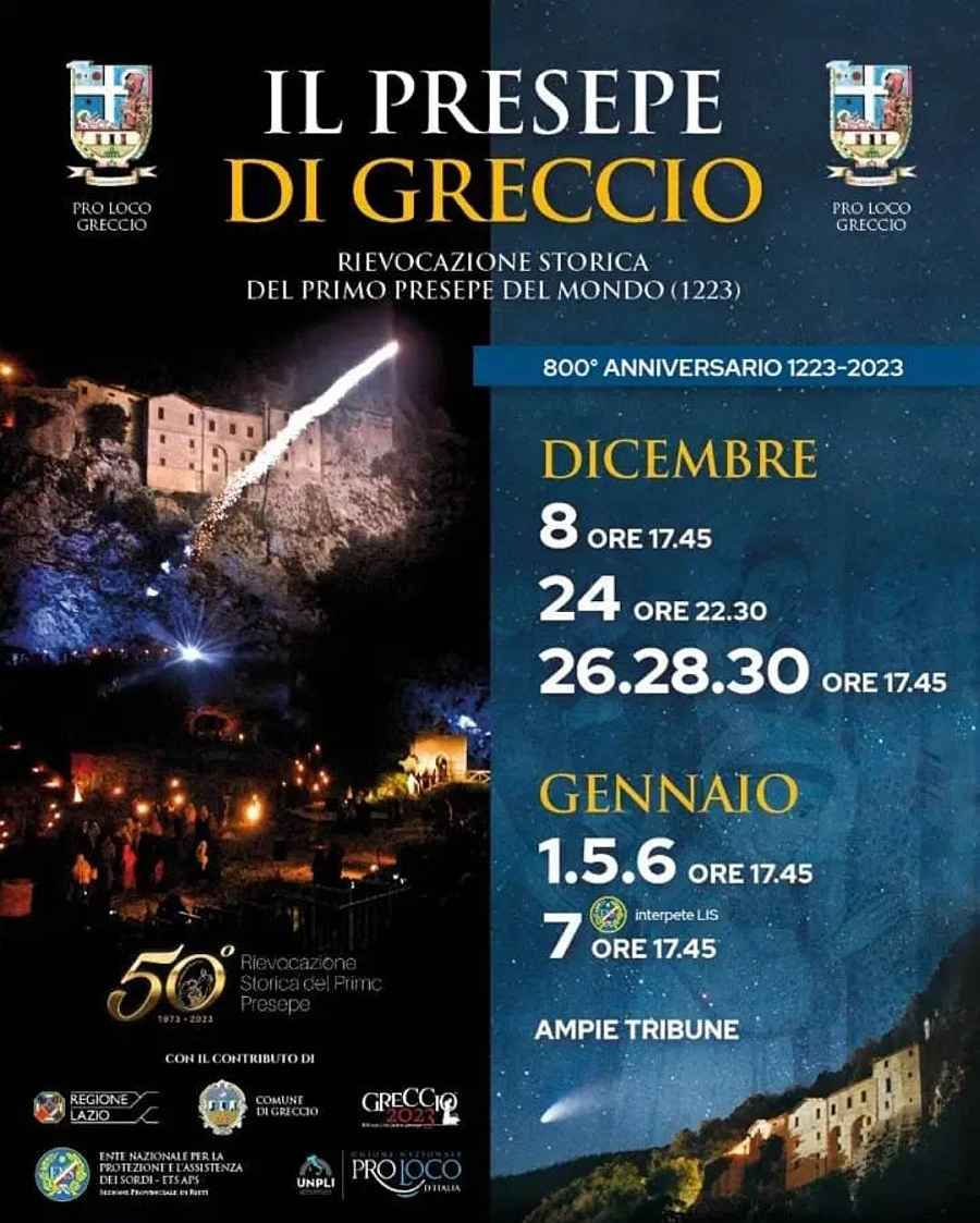 Greccio (RI)
"Greccio...Il Presepe e Mostra Mercato"
Fino all'8 Gennaio 2023