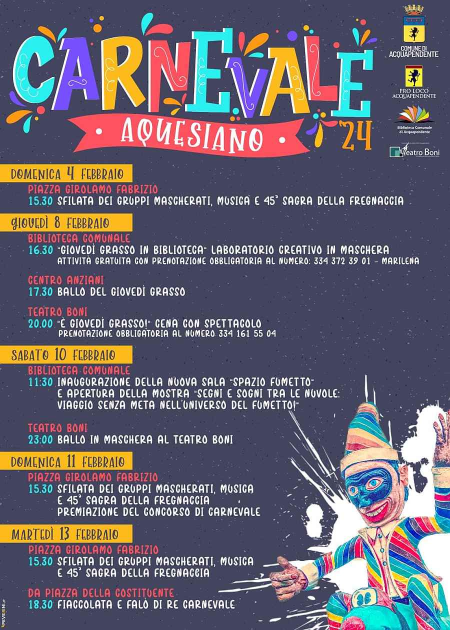 Acquapendente (VT)
"Carnevale Aquesiano"
dal 12 al 21 Febbraio 2023