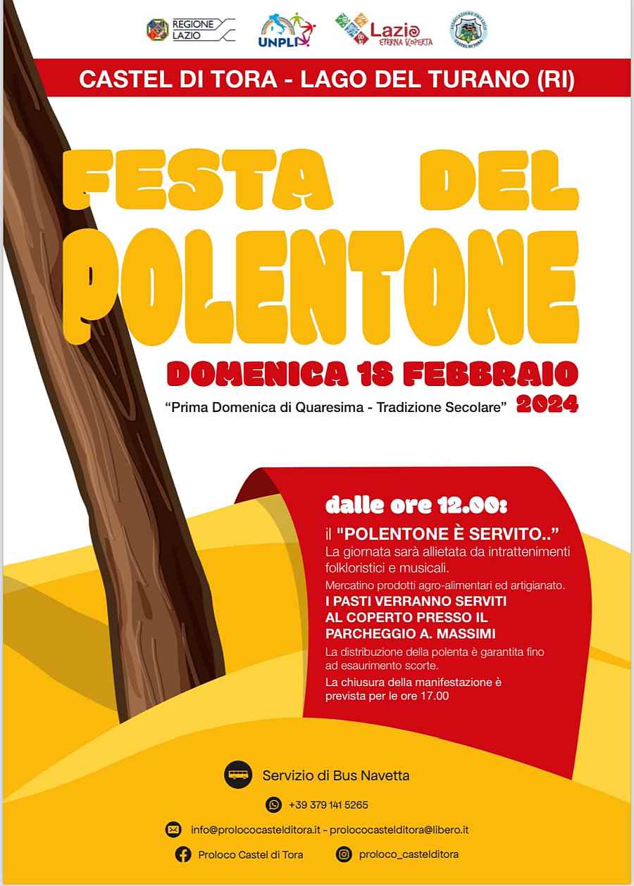 Castel di Tora (RI)
"100^ Festa del Polentone"
26 Febbraio 2023