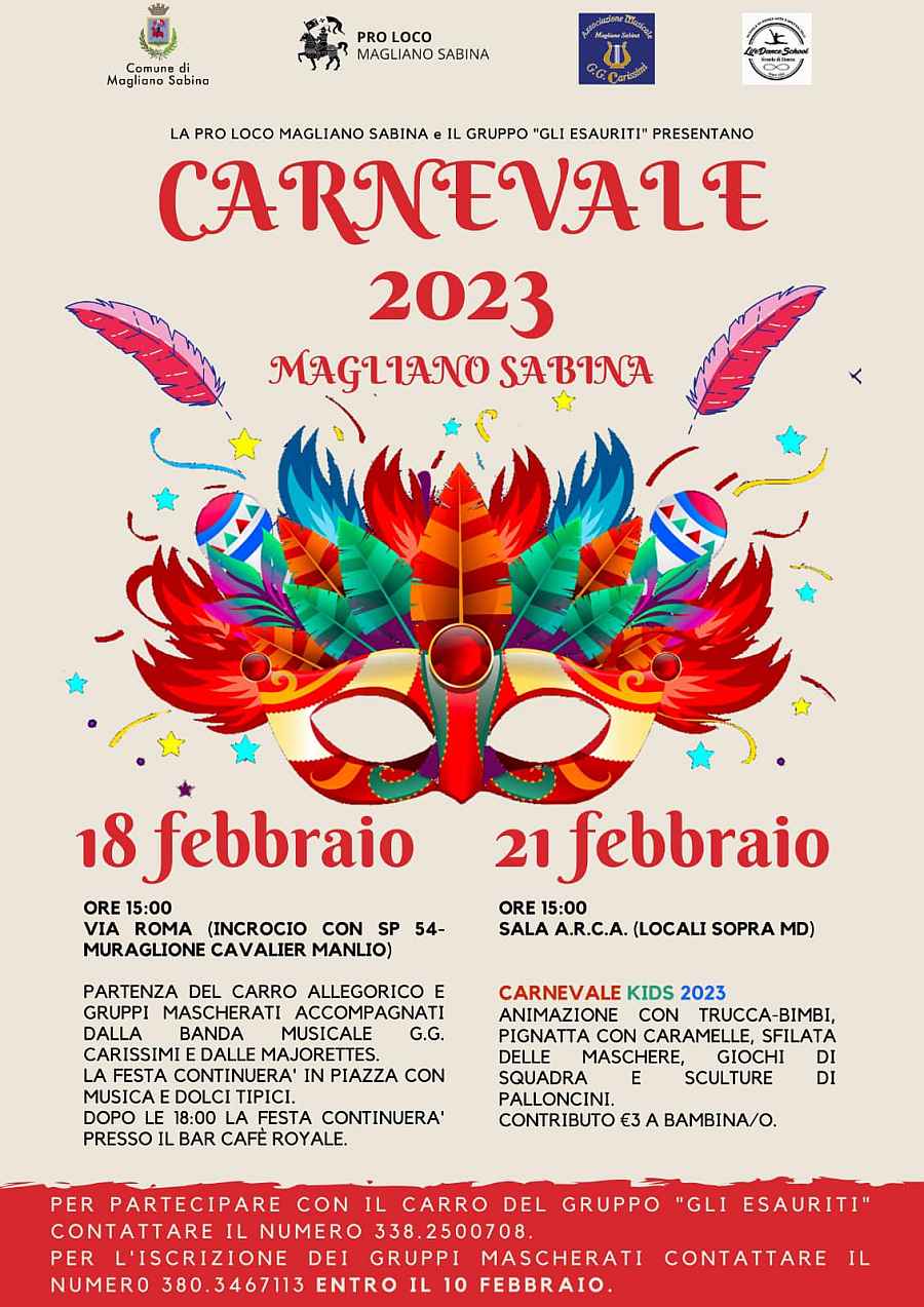 Magliano Sabina (RI)
"Festa di Carnevale"
18-19 Febbraio 2023