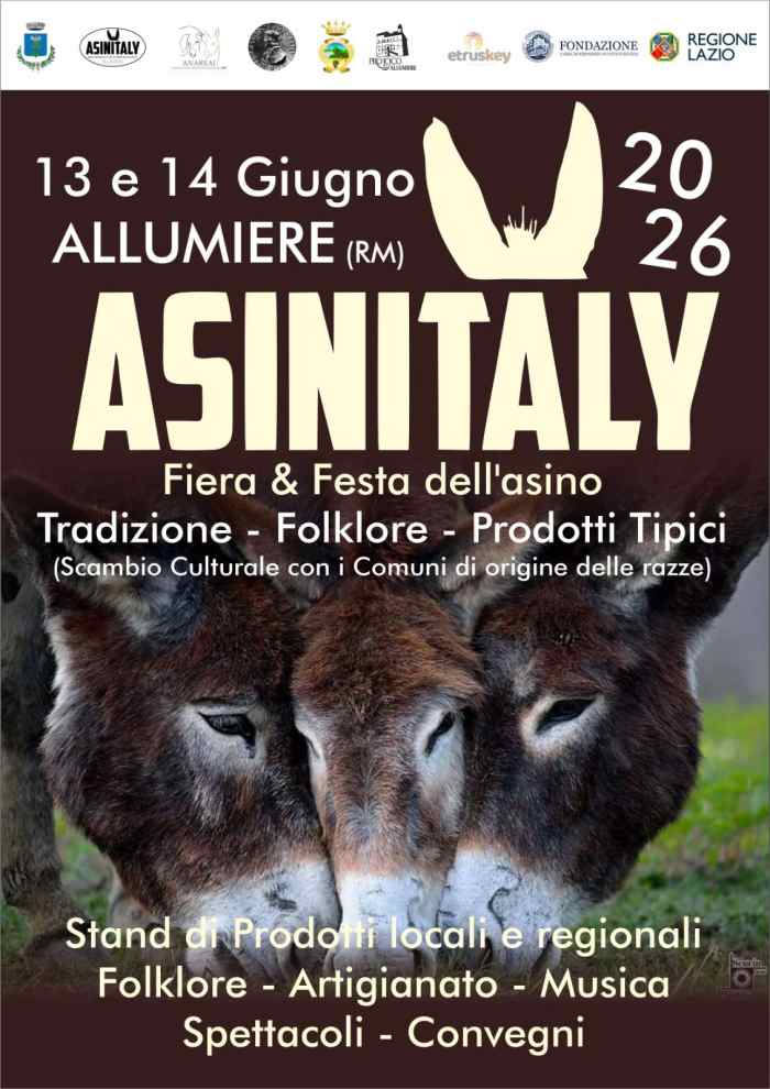 Allumiere (RM)
"ASINITALY - Fiera e Festa dell'Asino"
13-14 Giugno 2026