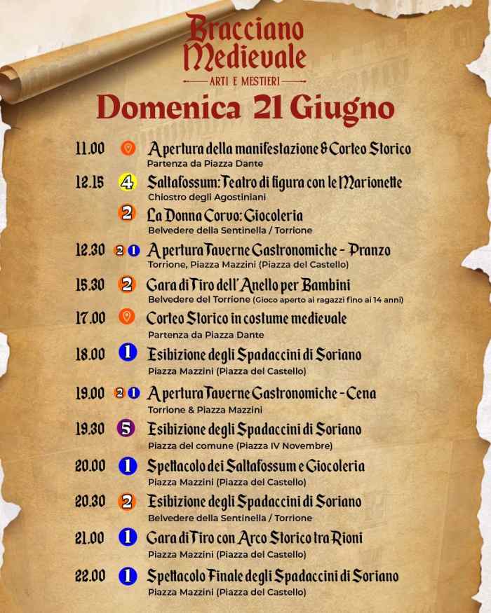 Bracciano (RM)
"Bracciano Medievale – Arti e Mestieri"
20-21 Giugno 2026