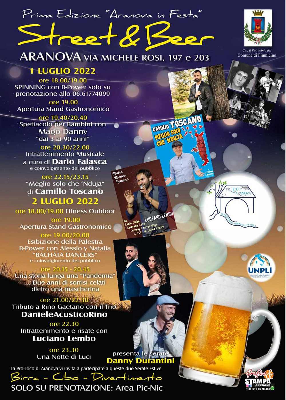 Aranova (RM)
"Aranova in Festa - Street and Beer"
1-2 Luglio 2022