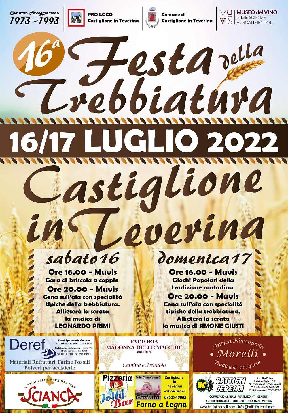 Castiglione in Teverina (VT)
"16^ Festa della Trebbiatura"
23-24 Luglio 2022 