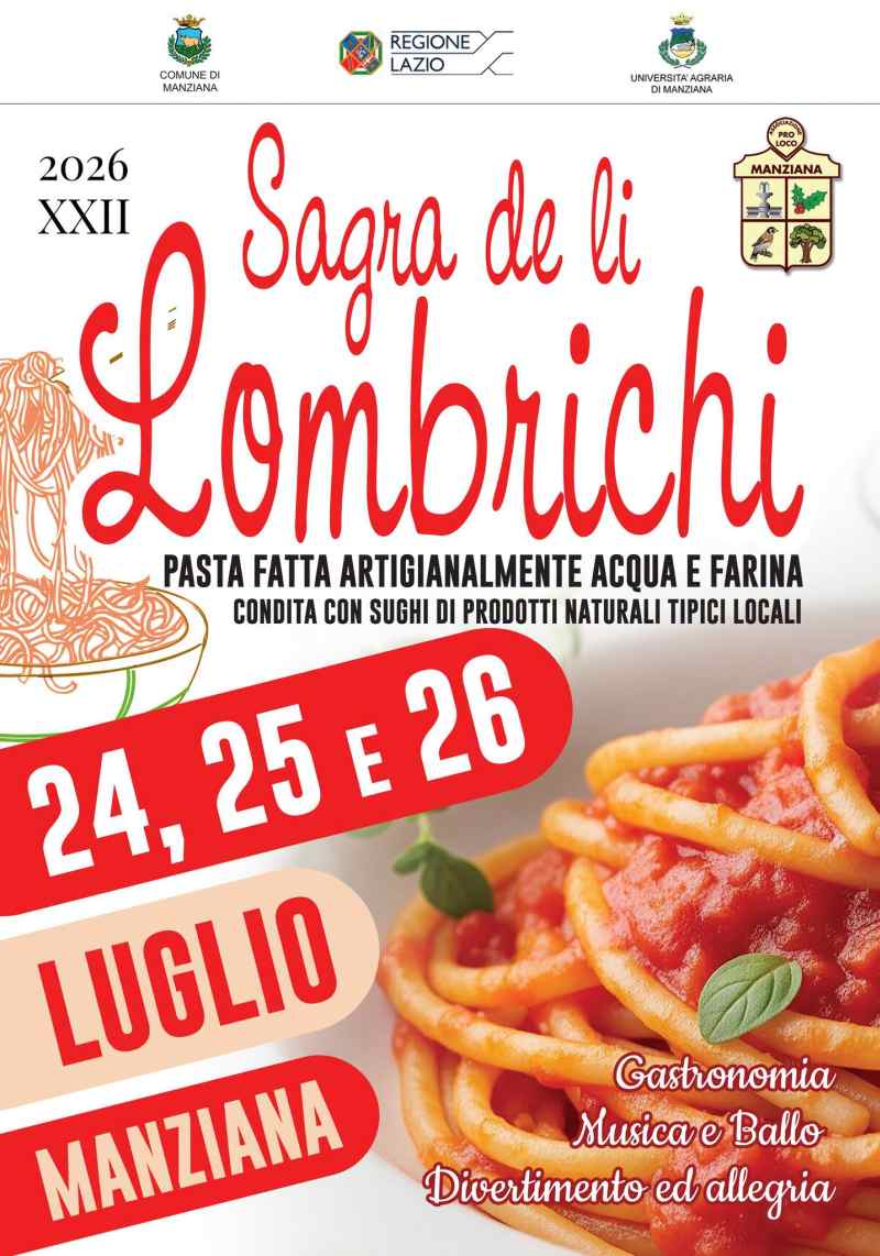 Manziana (RM) Sagra de li Lombrichi dal 24 al 26 Luglio 2026