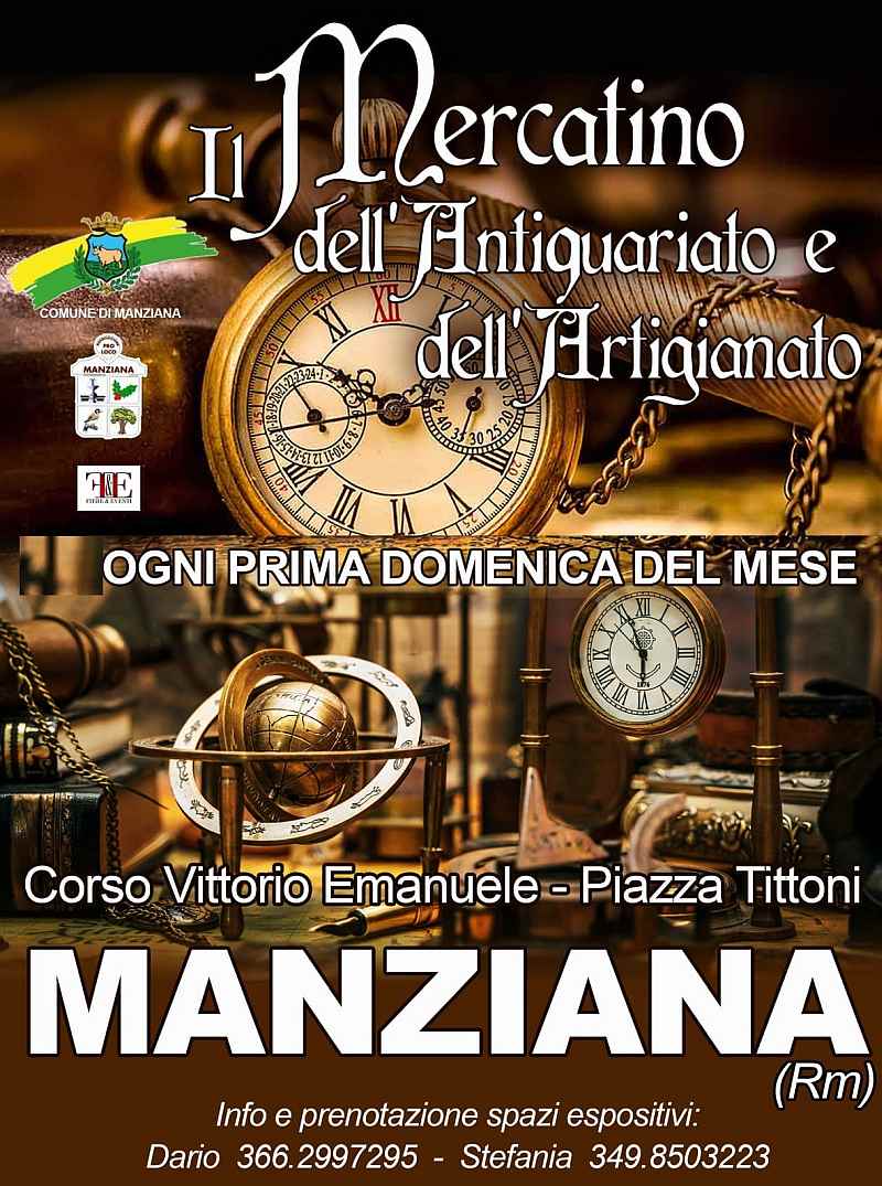 Manziana (RM)
"Mercatino dell'Antiquariato e dell'Artigianato"
1^ Domenica del mese