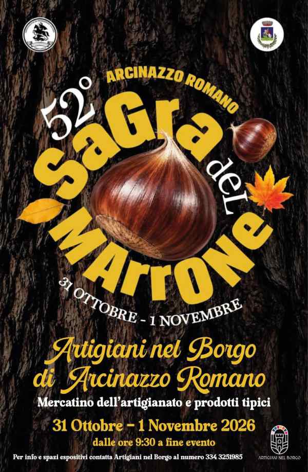 Locandina ufficiale della Sagra del Marrone ad Arcinazzo Romano