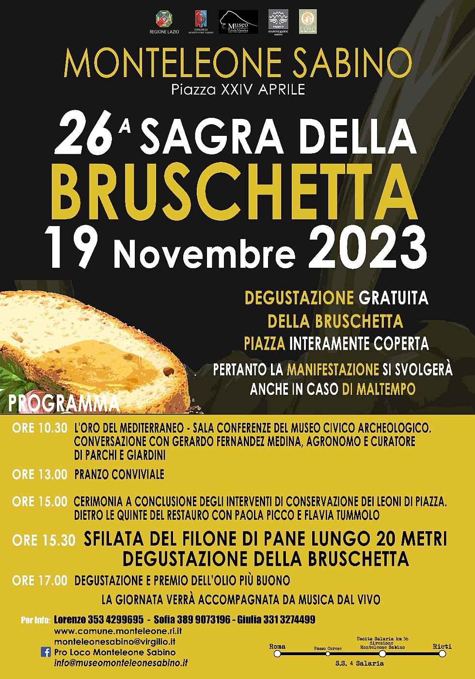 Monteleone Sabino (RI)
"26^ Sagra della Bruschetta"
19 Novembre 2023