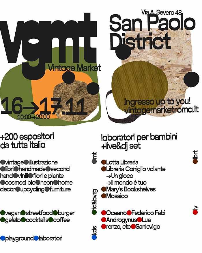 Roma - San Paolo
"VGMT – Vintage Market Roma"
16-17 Novembre 2024