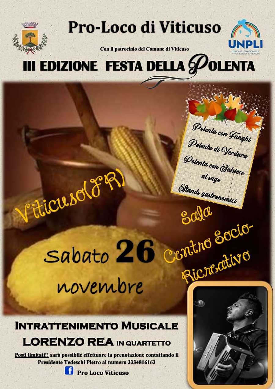 Viticuso (FR)
"3^ Festa della Polenta"
26 Novembre 2022 