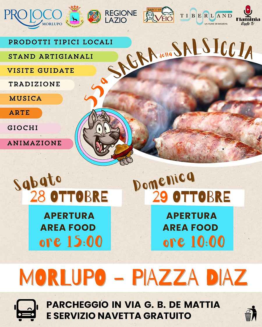 Morlupo (RM)
"Sagra della Salsiccia"
29-30 Ottobre 2022 
