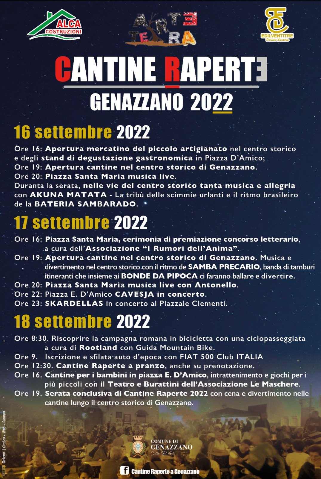 Genazzano(RM)
"Cantine Aperte"
16-17-18 Settembre 2022