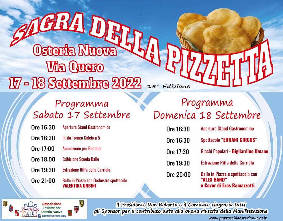 Osteria Nuova (RM)
"Sagra della Pizzetta"
17-18 Settembre 2022 
