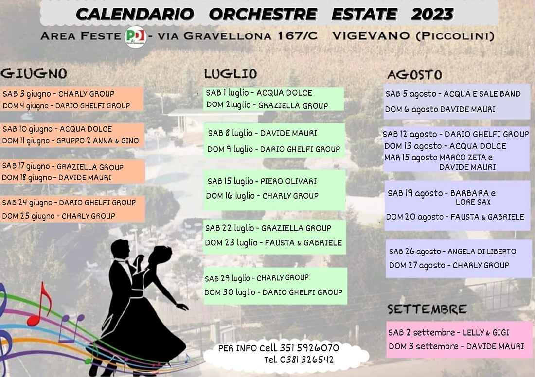 Vigevano (PV)
"Calendario Orchestre Estate"
da Giugno a Settembre 2023