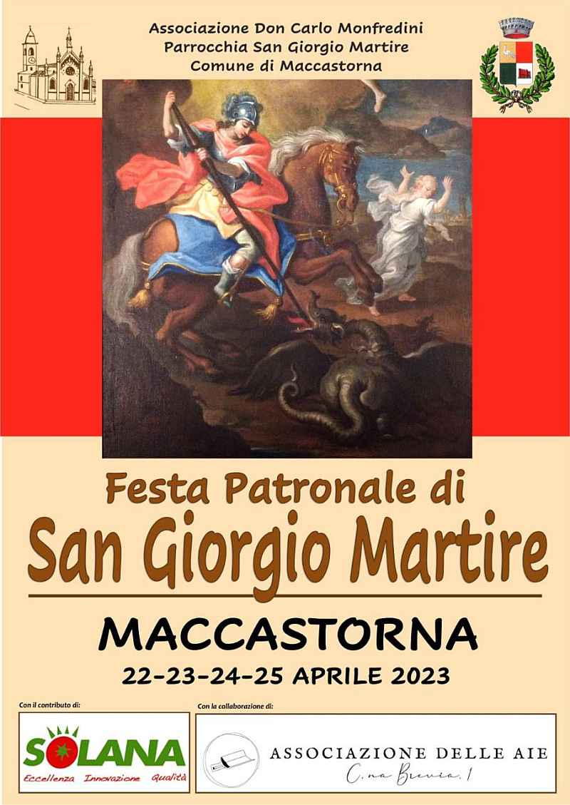 Maccastorna (LO)
"Festa di San Giorgio - Sagra della rana e del pesciolino fritto"
dal 22 al 25 Aprile 2023