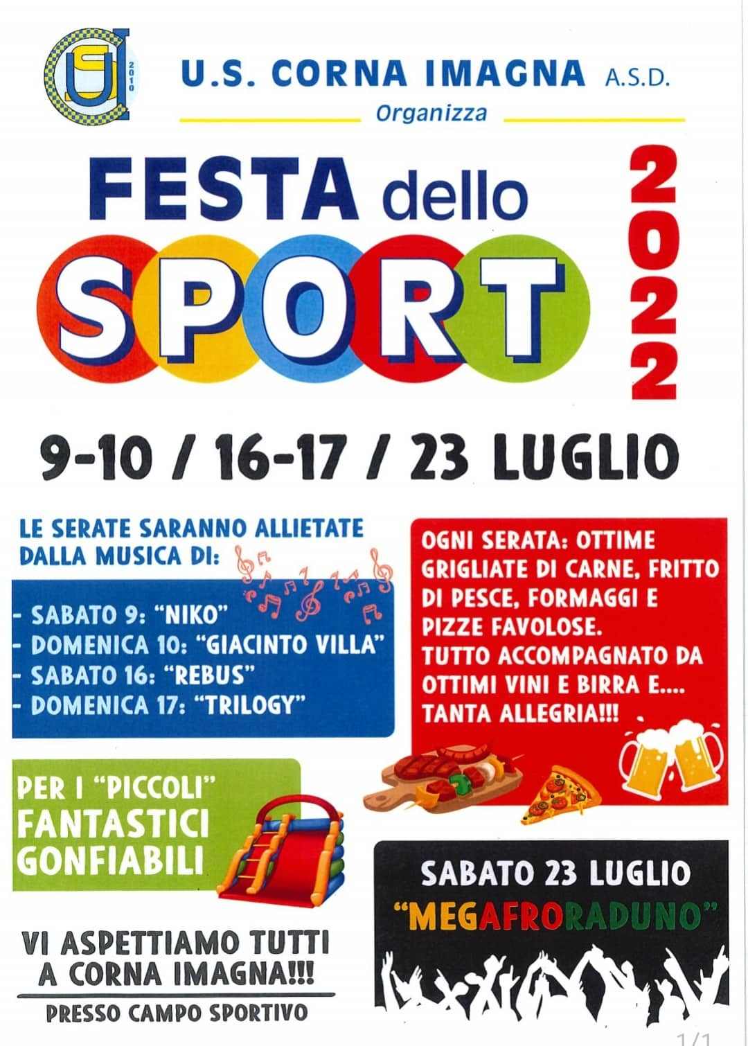Corna Imagna (BG)
"Festa dello Sport" 
9-10 • 16-17 e 23 Luglio 2022