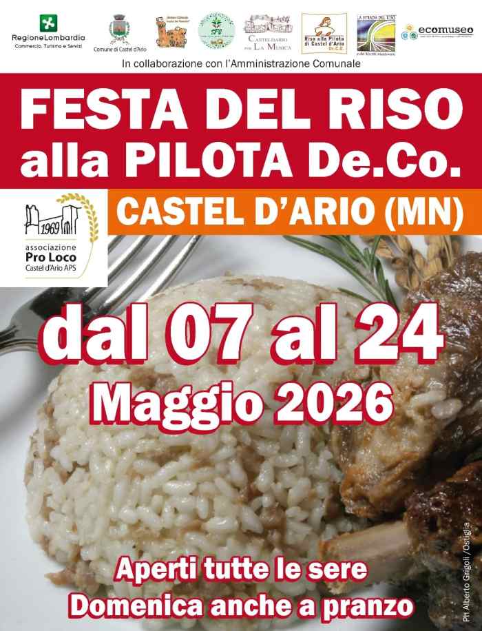 Castel d'Ario (MN)
"Festa del Riso"
dal 7 al 24 Maggio 2026