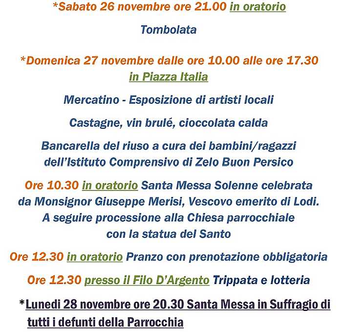 Zelo Buon Persico (LO)
"Sagra di Sant'Andrea"
27 Novembre 2022