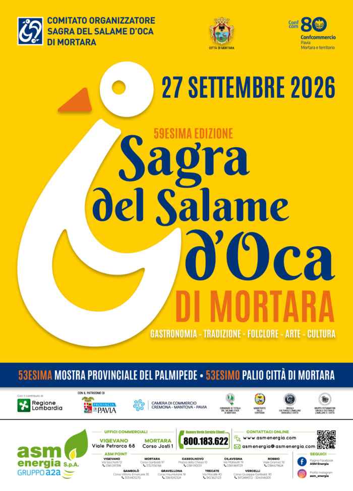 Mortara (PV) 59ª Sagra del Salame d’Oca 27 Settembre 2026