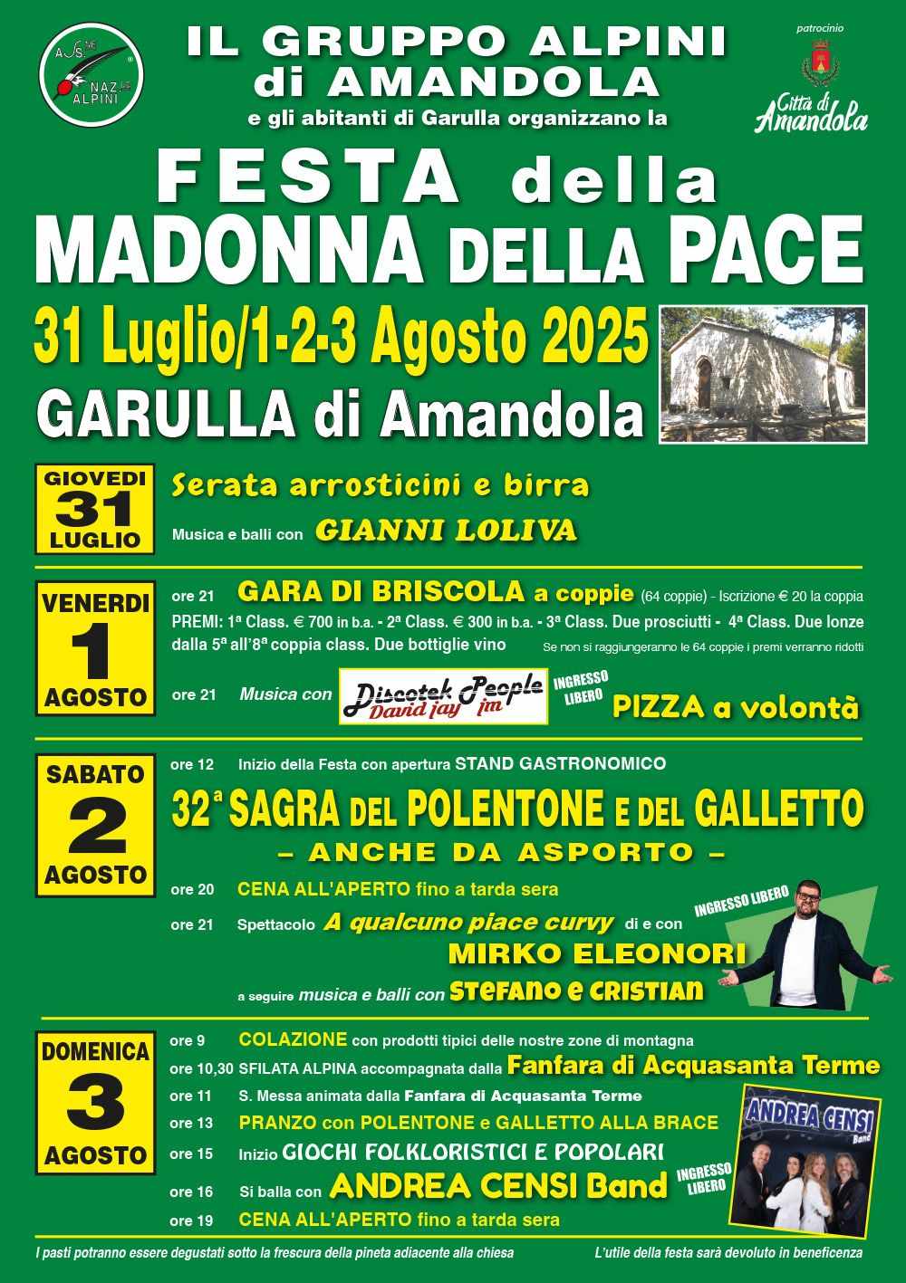 Amandola (FM)
"Festa della Madonna della Pace" 
4-5-6 Agosto 2023