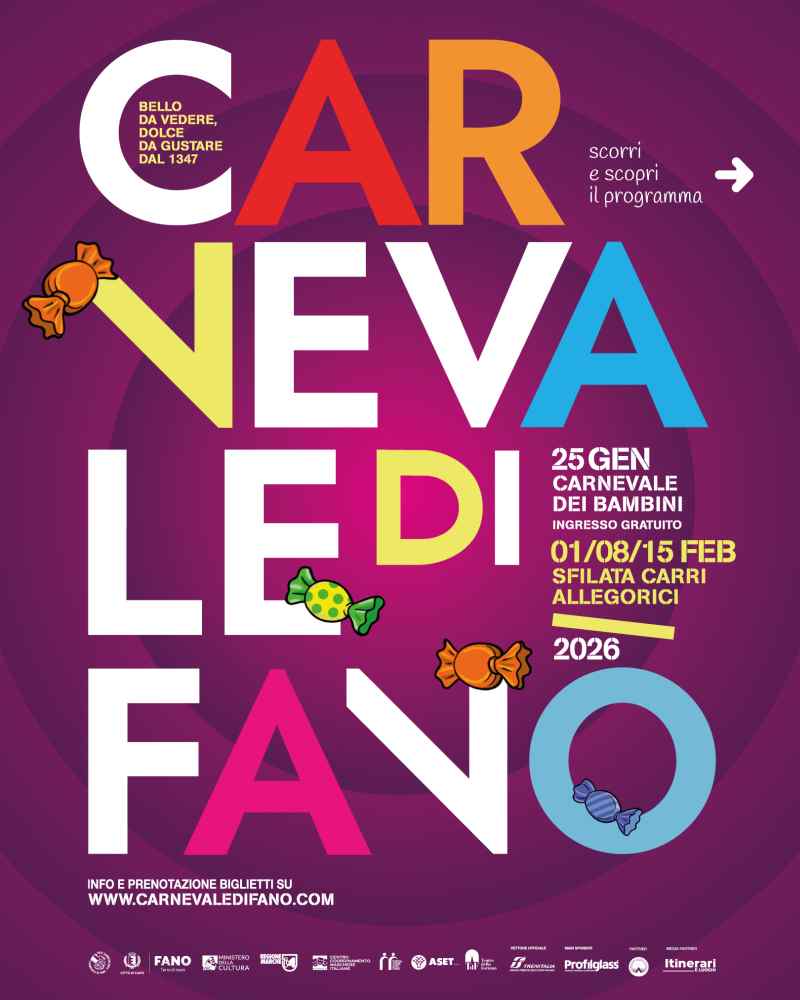 Fano (PU)
"Carnevale di Fano - il più dolce dal 1347"
16/23 Febbraio 02 Marzo 2025