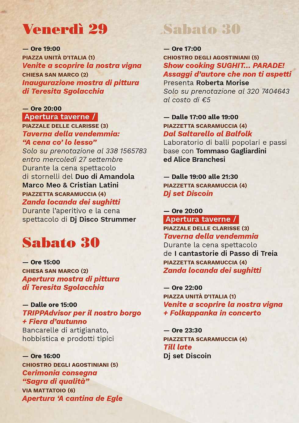 Montecassiano (MC)
"47^ Sagra dei Sughitti"
30 Settembre 1-2 Ottobre 2022 