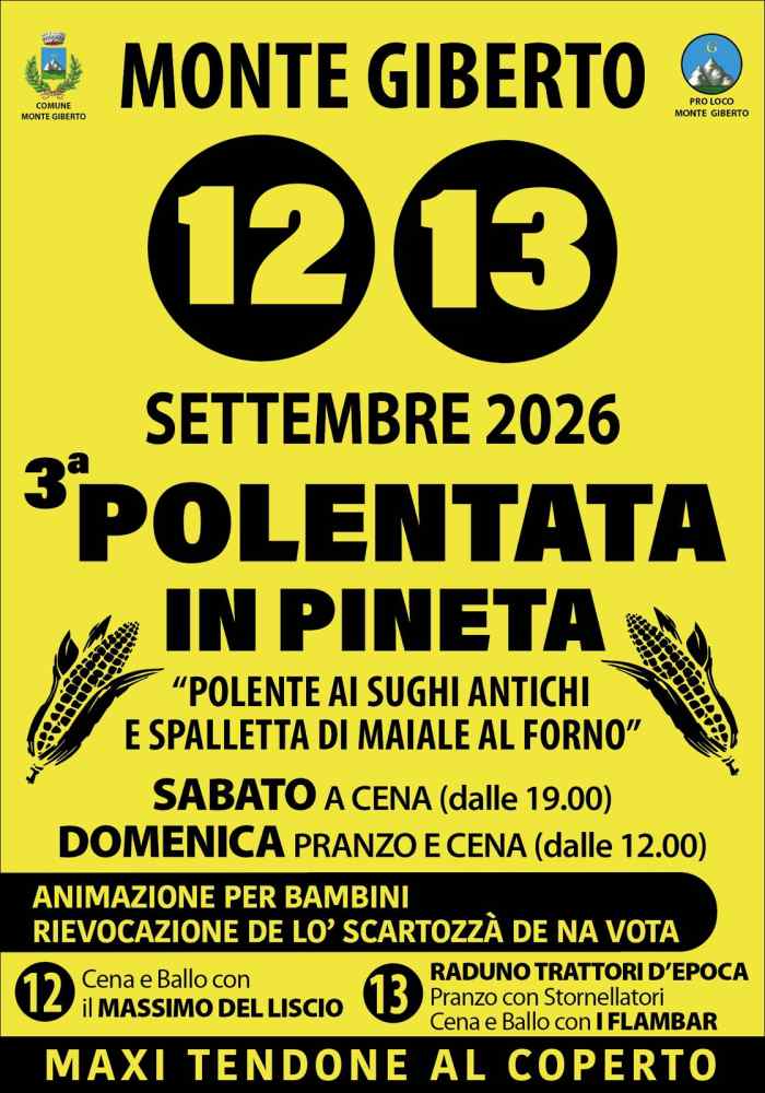 Locandina Polentata in Pineta a Monte Giberto (FM) 12-13 Settembre 2026