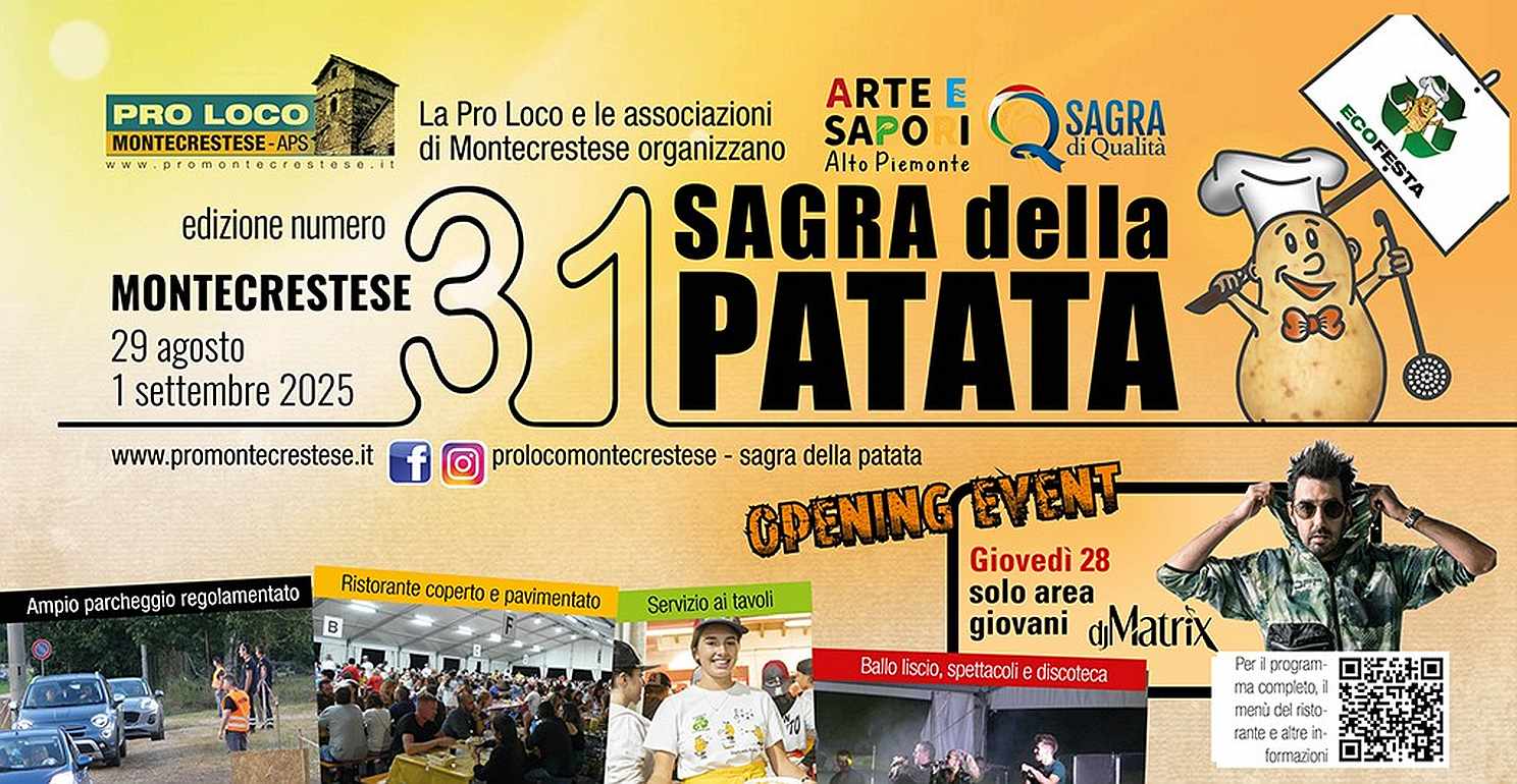 Montecrestese (VB)
"Sagra della Patata"
dal 28 Agosto al 1° Settembre 2025