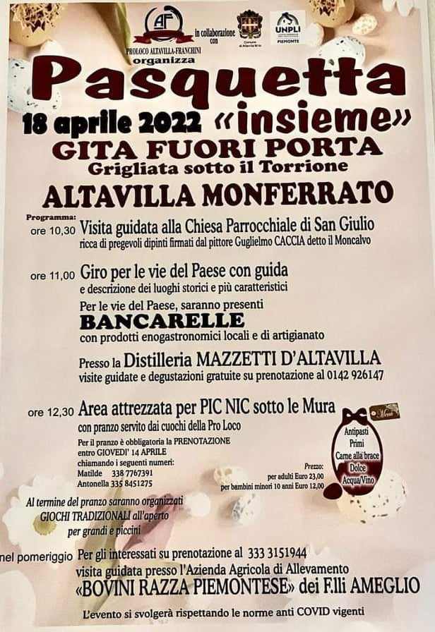 Altavilla Monferrato (AL)
"Pasquetta Insieme"
18 Aprile 2022