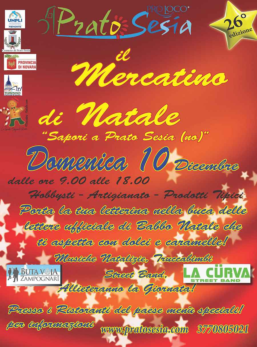 Prato Sesia (NO)
"25° Mercatino di Natale - Sapori a Prato Sesia"
11 Dicembre 2022

