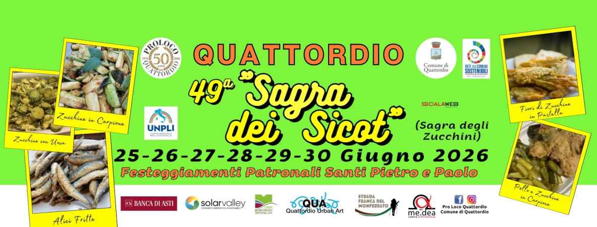 Quattordio (AL)
"Sagra dei Sicot"
dal 25 al 30 Giugno 2026