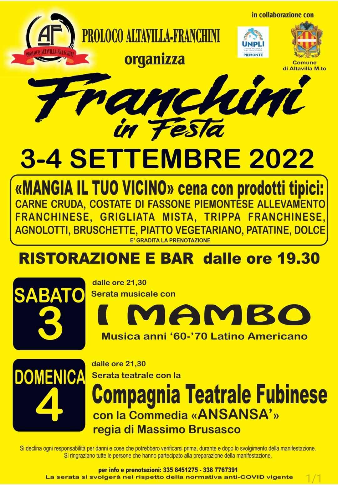 Altavilla Monferrato (AL)
"Franchini in Festa"
3-4 Settembre 2022

