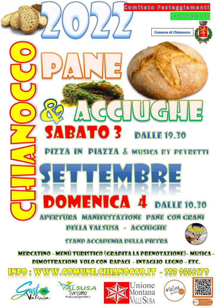 Chianocco (TO)
"Festa Pane e Acciughe" 
3-4 Settembre 2022
