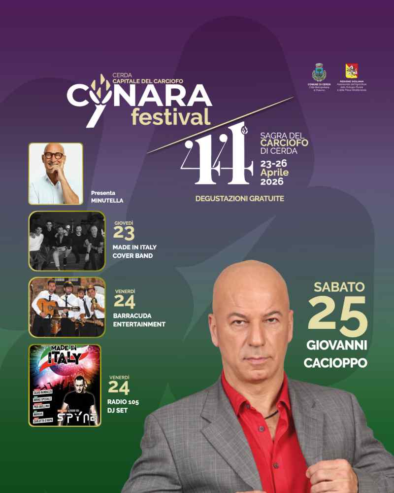 Cerda
"Cynara Festival - Sagra del Carciofo"
dal 23 al 26 Aprile 2026