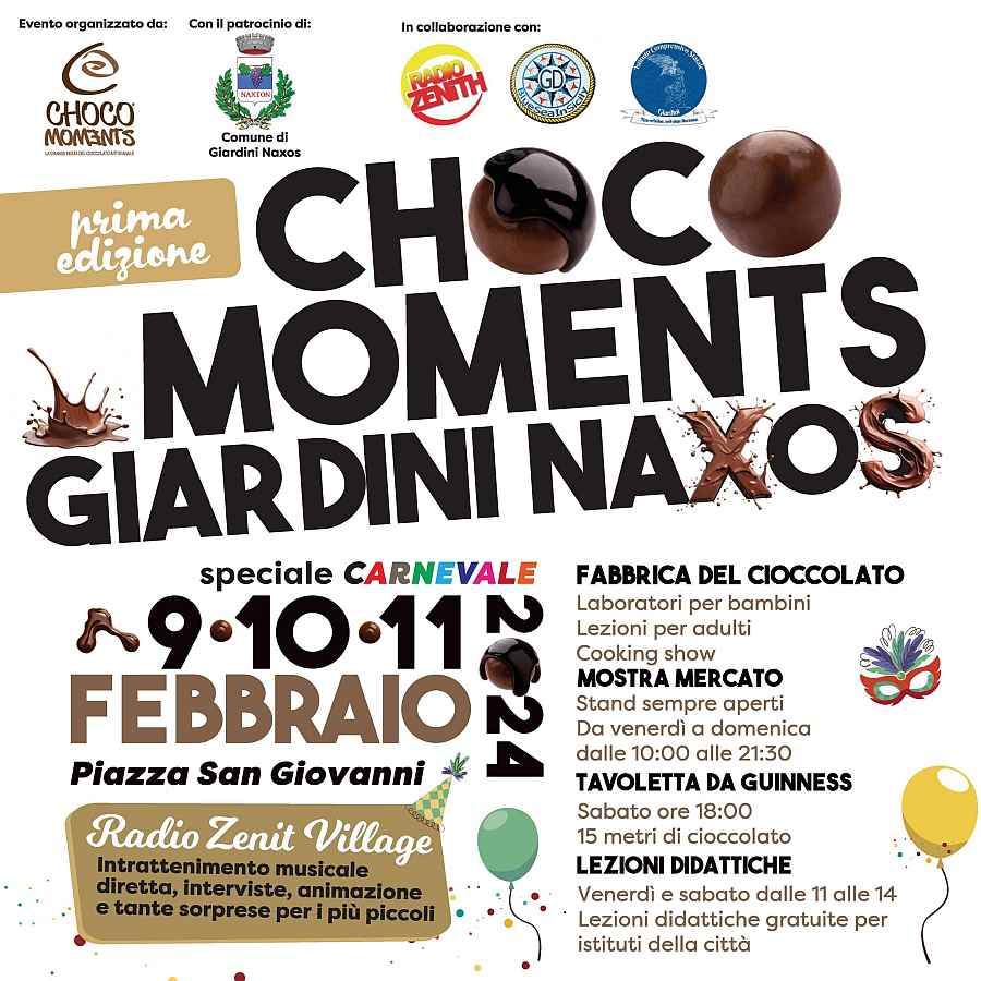 Giardini Naxos (ME)
"ChocoMoments Giardini Naxos - Speciale Carnevale"
9-10-11 Febbraio 2024 