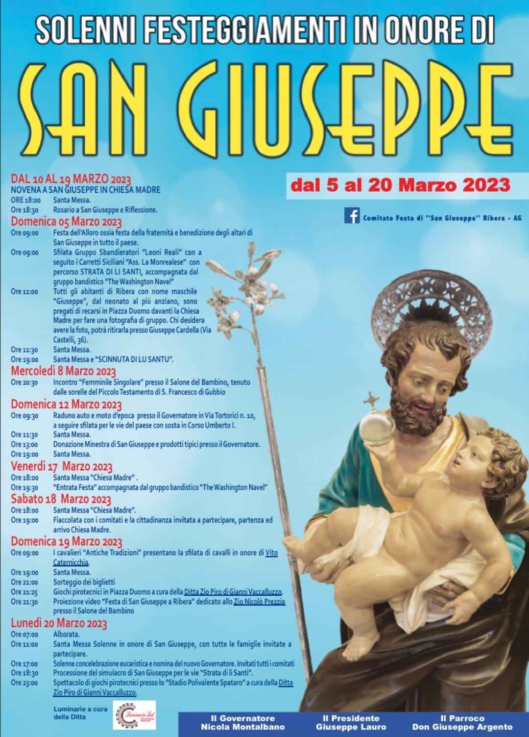 Ribera (AG)
"Festa di San Giuseppe"
dal 10 al 19 Marzo 2023 
