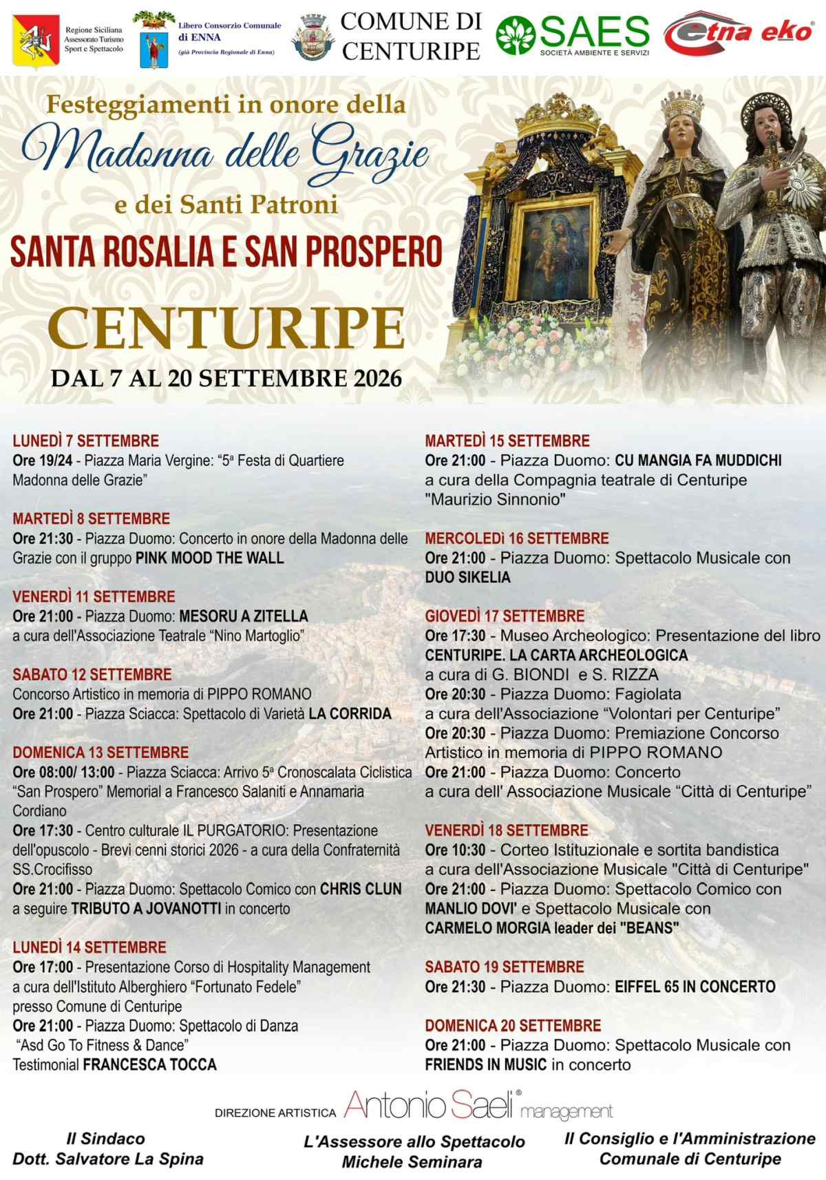 Centuripe (EN) - Festività Patronali di San Prospero e Santa Rosalia 2026