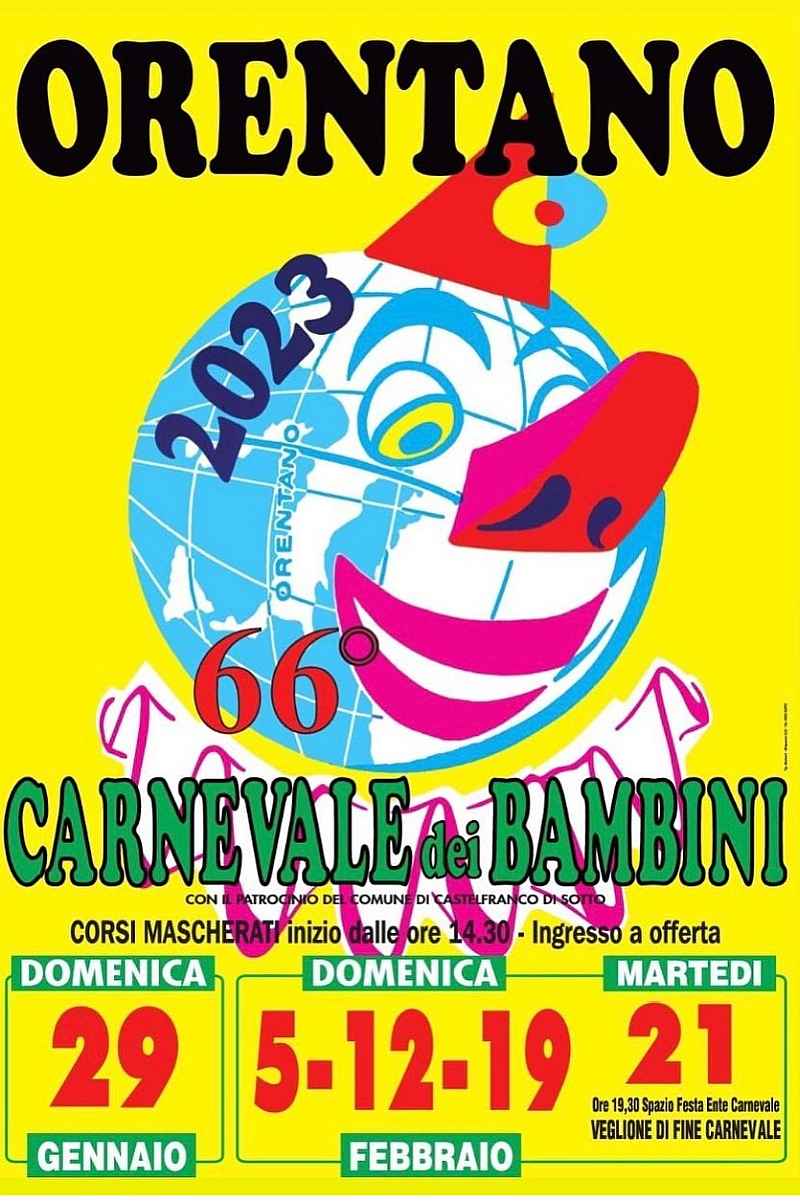 Orentano (PI)
"Carnevale dei Bambini"
29 Gennaio 5-12-19 e 21 Febbraio 2023