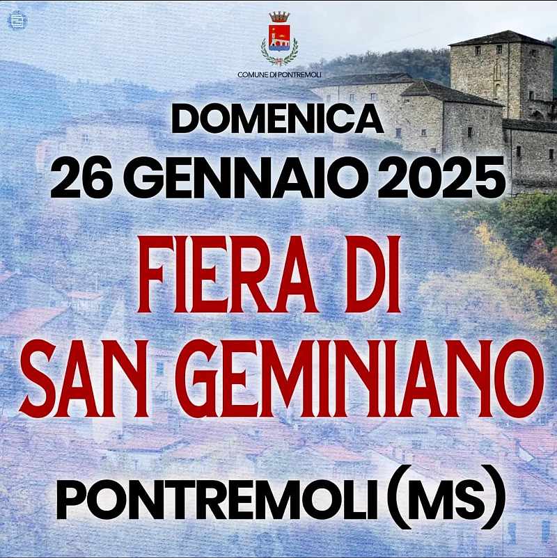 Pontremoli (MS)
"Fiera di San Geminiano"
26 Gennaio 2025