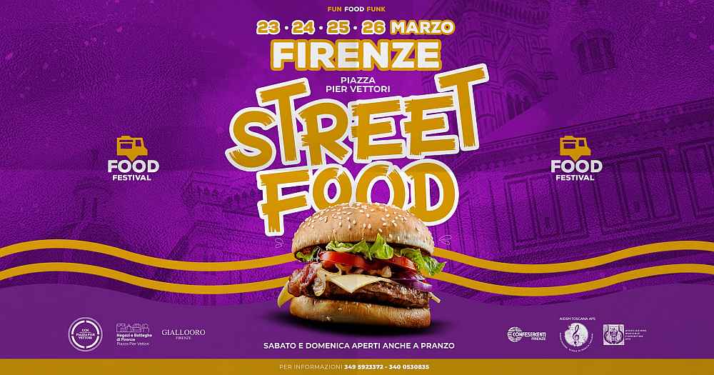 Firenze
"Street Food Festival"
dal 23 al 26 Marzo 2023
