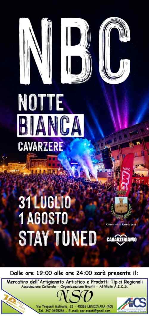 Locandina ufficiale dell'evento Notte Bianca e Mercatini con date e orari delle serate