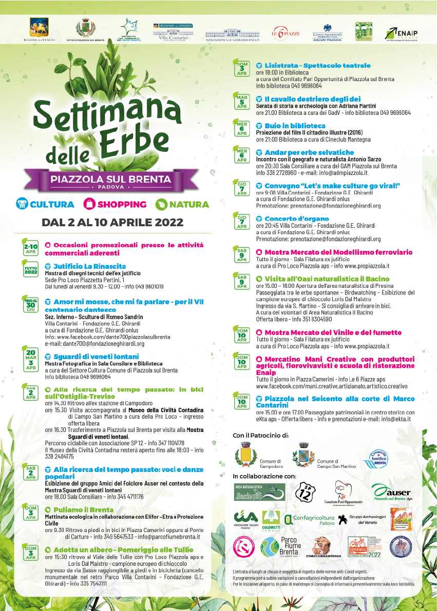 Piazzola sul Brenta (PD)
"Settimana delle Erbe"
dal 2 al 10 Aprile 2022 